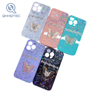 pearl circle flower with butterfly decoration cute case