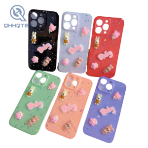 cute 3d rabbit with baby words pattern dripping case