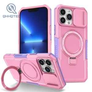 solid color phone case with ring buckle for iphone 13 pro