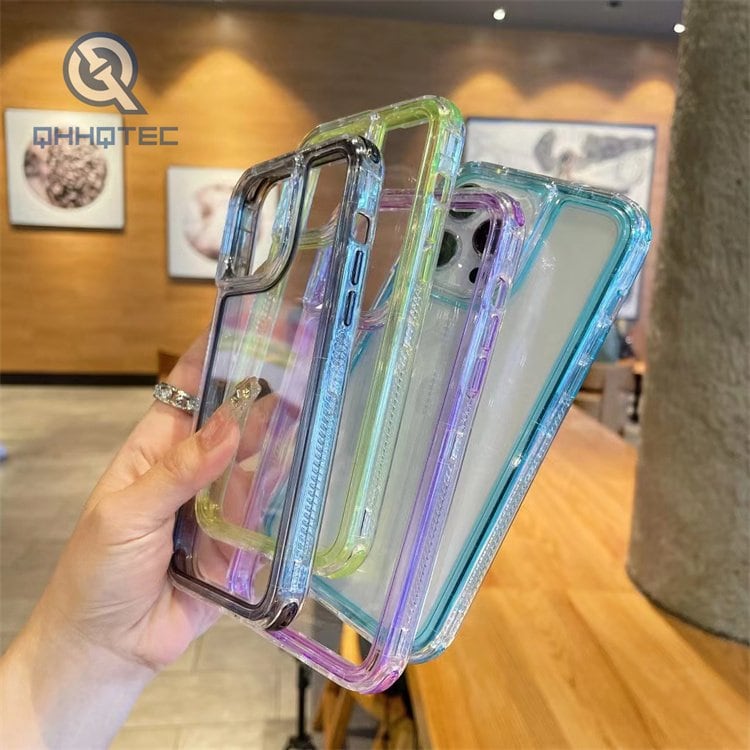 colorful frame transparent 3 in 1 phone case