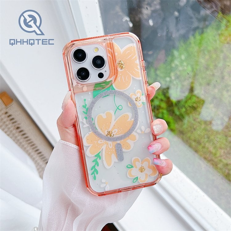 bright color magsafe 2 in 1 flower phone case