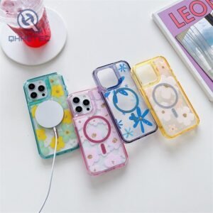 bright color magsafe 2 in 1 flower phone case