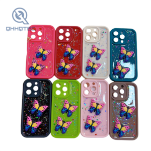 3d two colorful butterflies drip glue cases for iphone