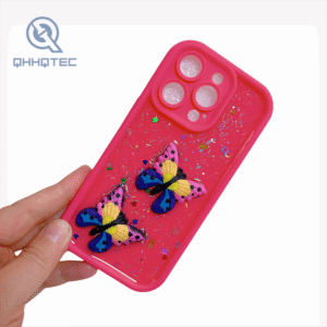 3d two colorful butterflies drip glue cases for iphone