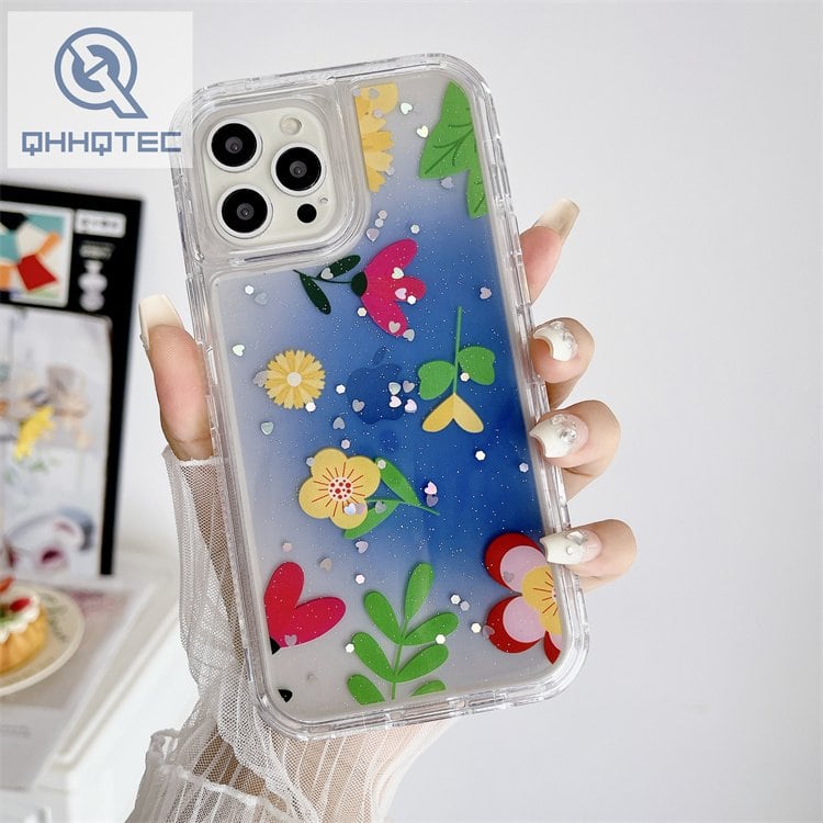 super trendy colorful drip gel flower botanical transparent phone case