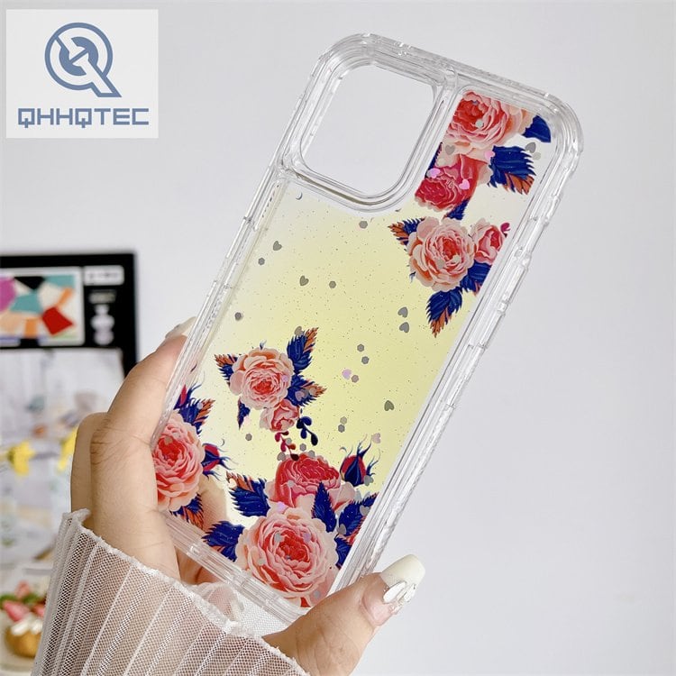 super trendy colorful drip gel flower botanical transparent phone case