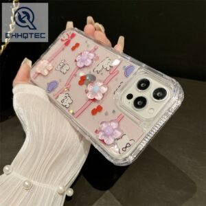 3 in 1 transparent cute doll unicorn rainbow bear cell phone case