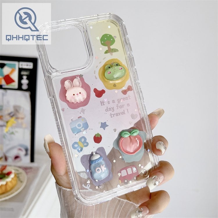 flower butterfly phone case 3 in 1 painted drip gel transparent cute accessories
