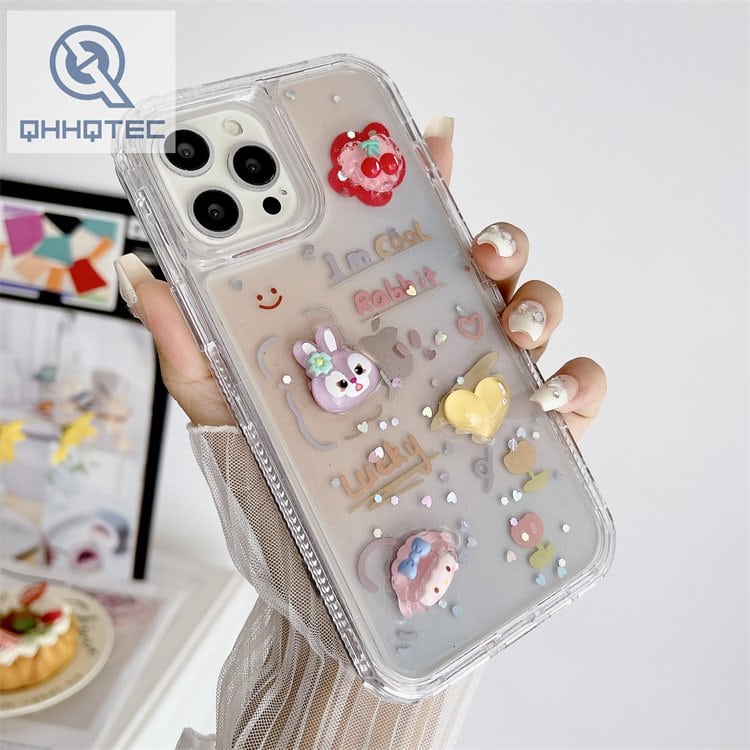 flower butterfly phone case 3 in 1 painted drip gel transparent cute accessories