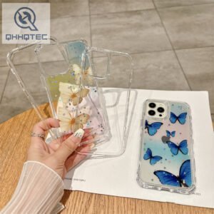 butterfly phone case 3 in 1 painted drip glitter transparent cute accessories