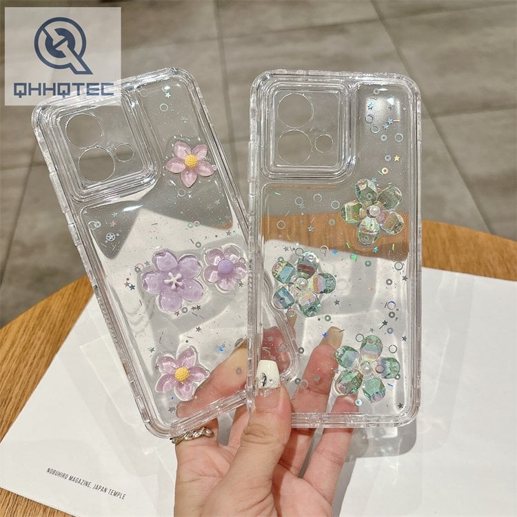 star love flower 3d decoration glitter case