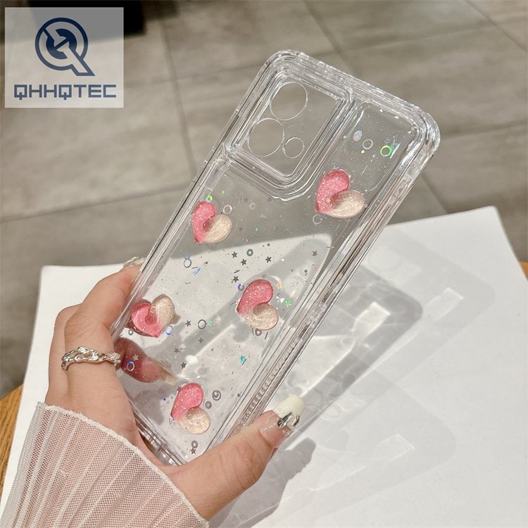 star love flower 3d decoration glitter case