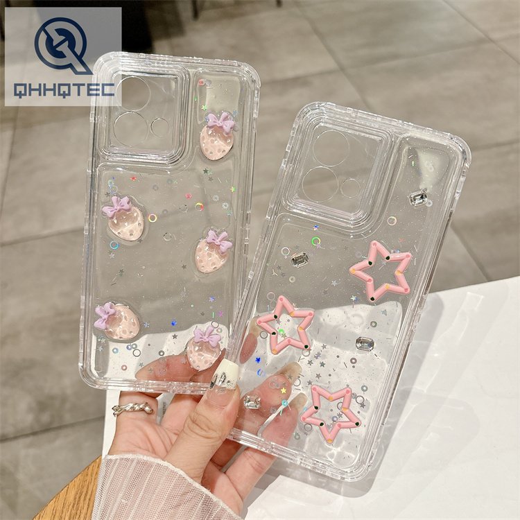 star love flower 3d decoration glitter case