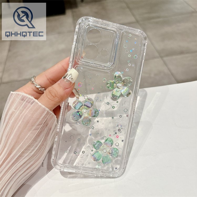 star love flower 3d decoration glitter case