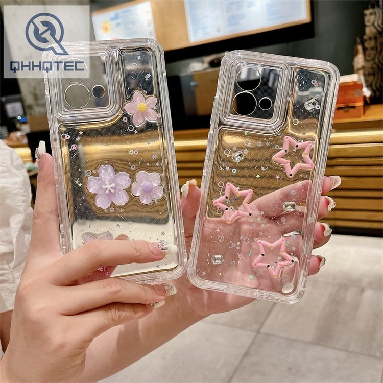 star love flower 3d decoration glitter case