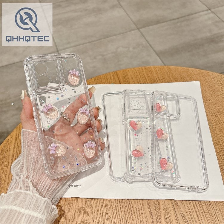 star love flower 3d decoration glitter case