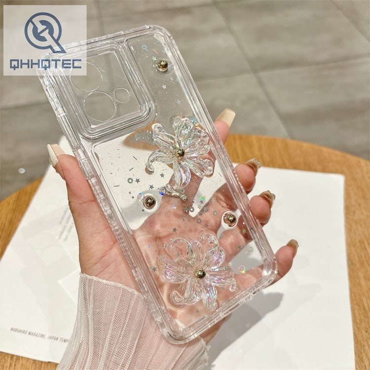 star love flower 3d decoration glitter case