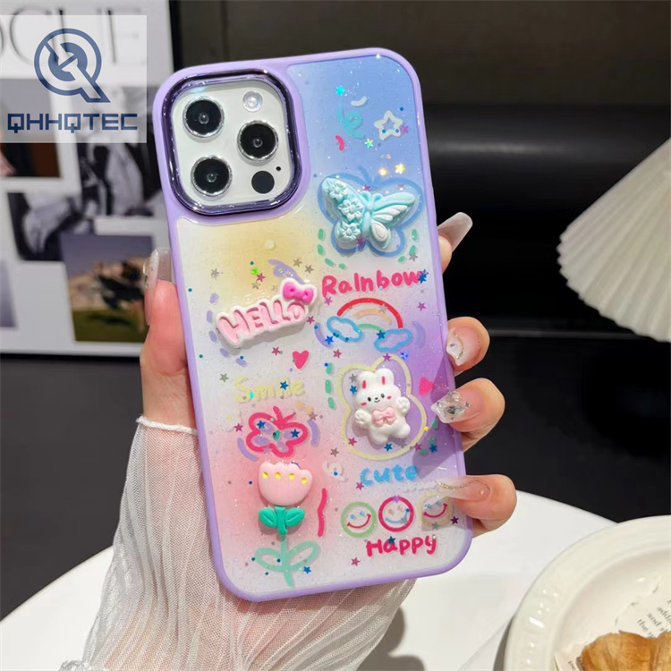 colorful patterns with cute decoration girl case