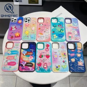 colorful patterns with cute decoration girl case