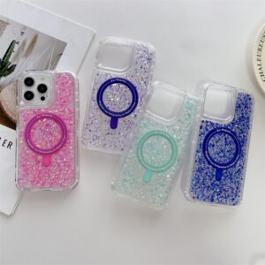 support magnetic charging phone case three in one design tpu+pc material