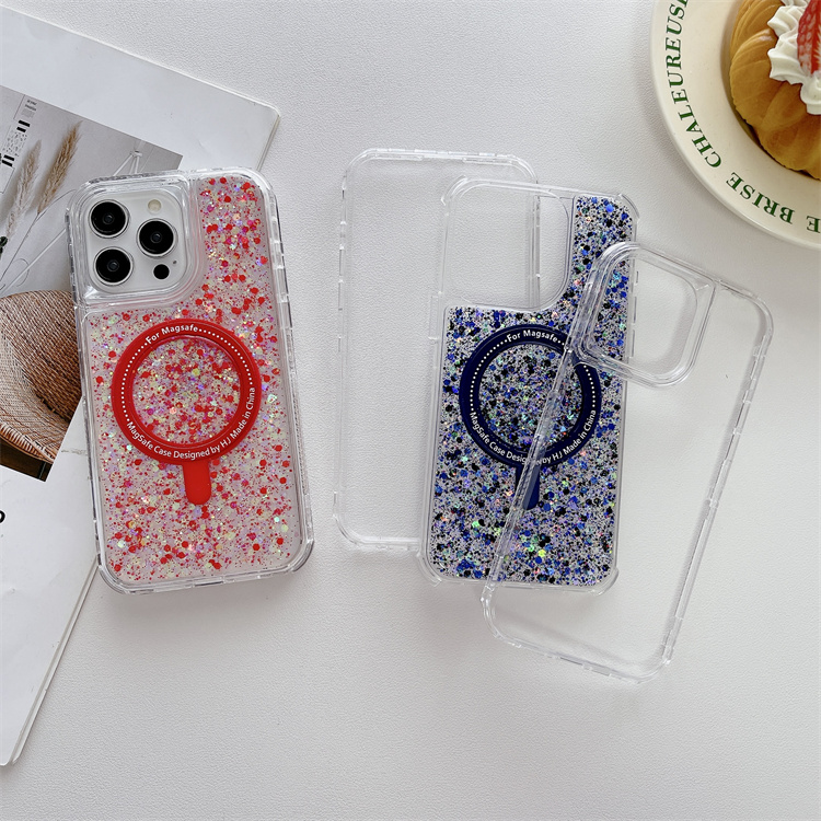 support magnetic charging phone case three in one design tpu+pc material