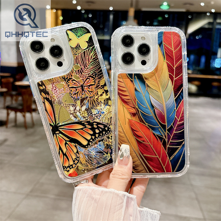 3 in 1 design tpu+pc material flower pattern phone case