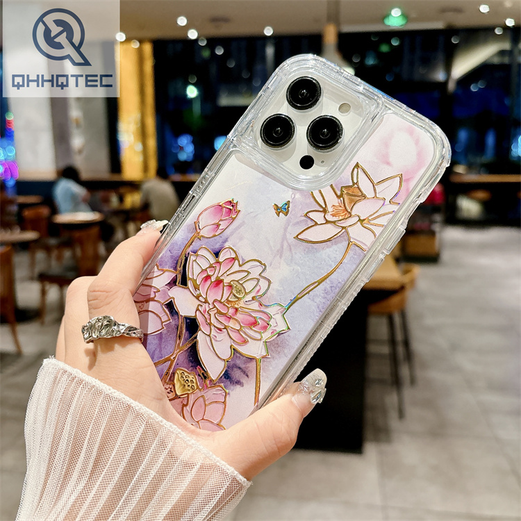 beautiful flower painting patterns 3 in 1 phone case