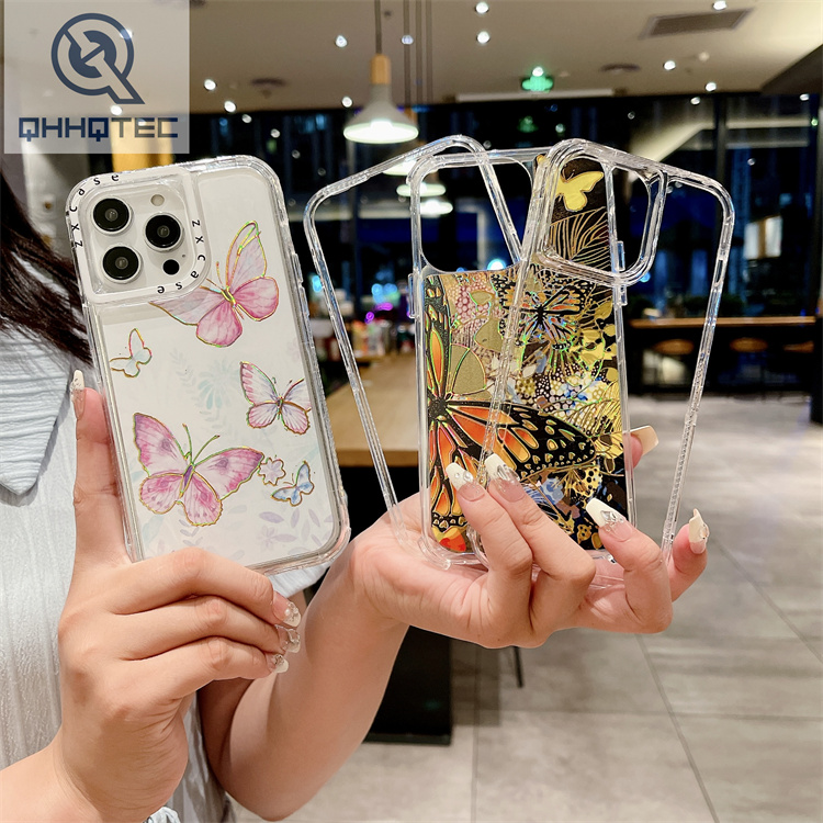3 in 1 design tpu+pc material flower pattern phone case