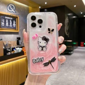 new design,all around protection,4 in 1 design,glitter case,dripping design,kitty cat decoration