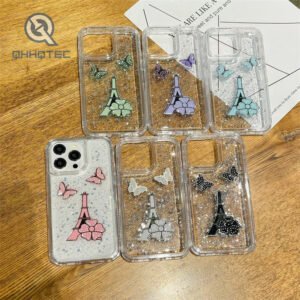 4 in 1 transparent tower glitter case