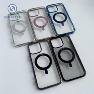 transparent magsafe cover with electroplate stand