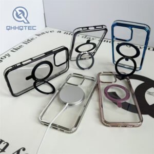 transparent magsafe cover with electroplate stand