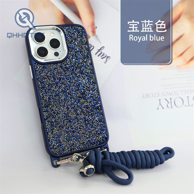 crystal diamond phone case with lanyard