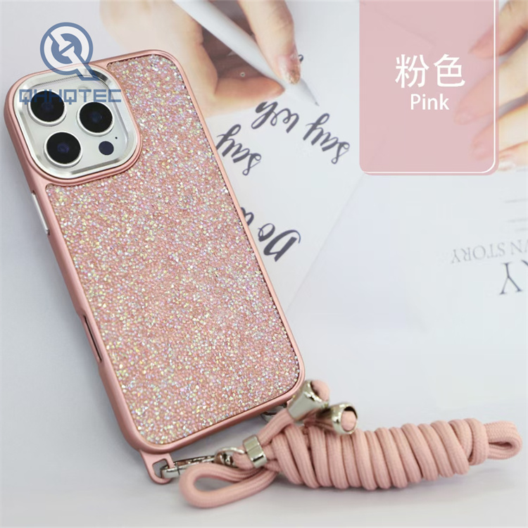 crystal diamond phone case with lanyard