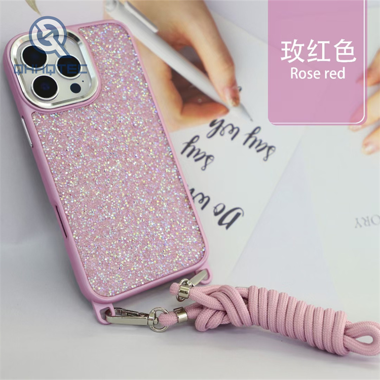 crystal diamond phone case with lanyard