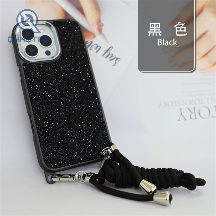 crystal diamond phone case with lanyard