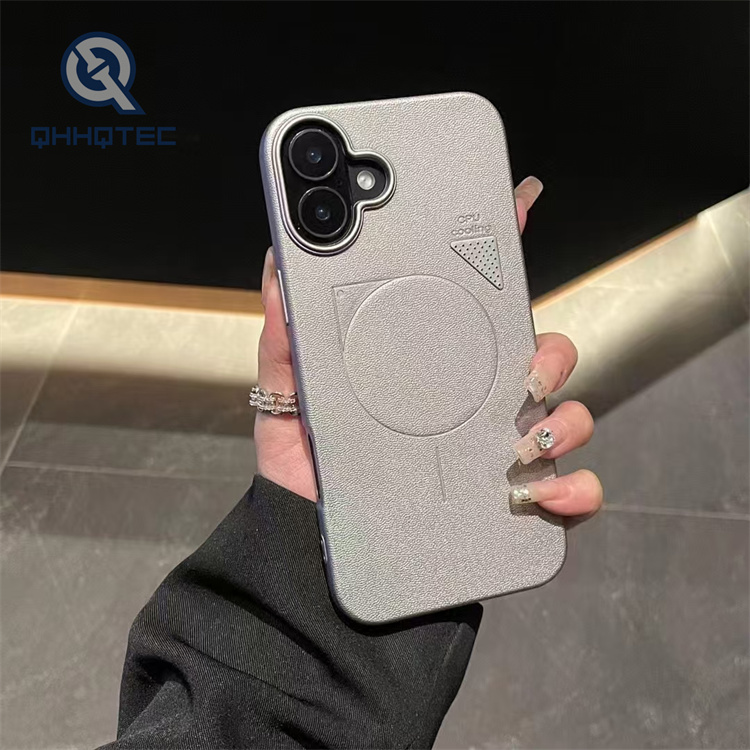 metallic leather texture case with stand