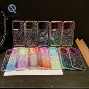gradient colors 3 in 1 glitter dripping case