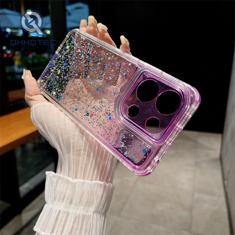 gradient colors 3 in 1 glitter dripping case