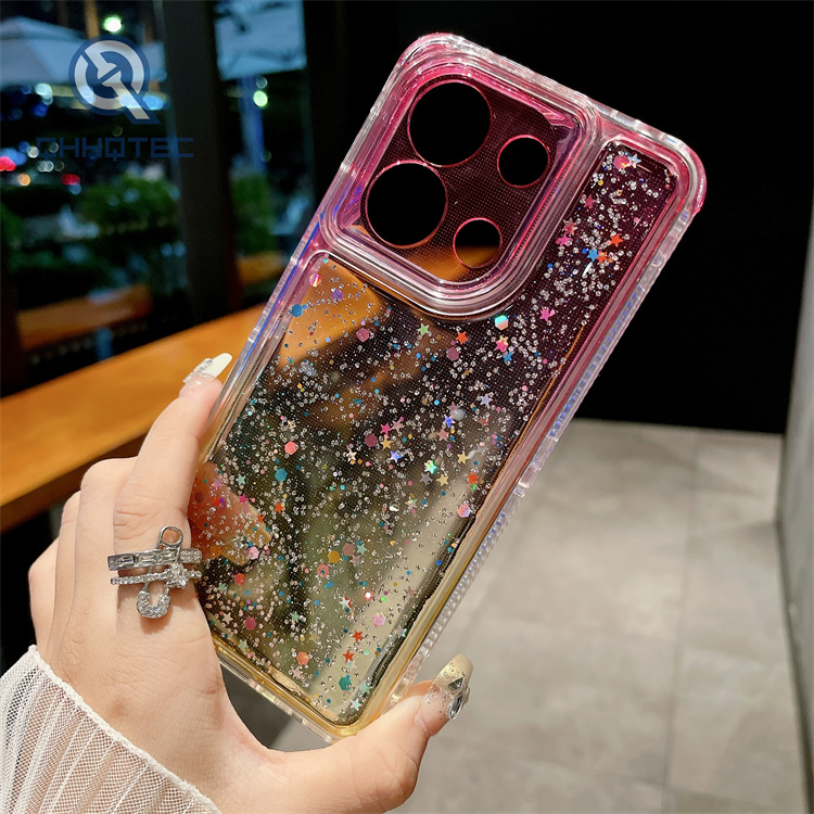 gradient colors 3 in 1 glitter dripping case