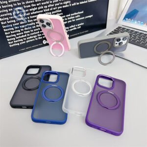 bright color rotating magnetic bracket charging phone case for iphone 16 pro max