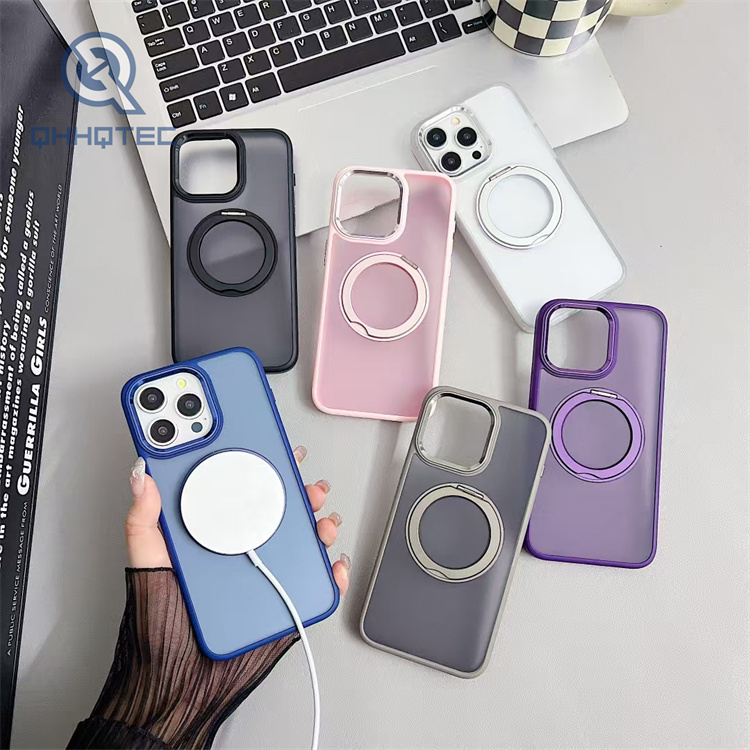 bright color rotating magnetic bracket charging phone case for iphone 16 pro max