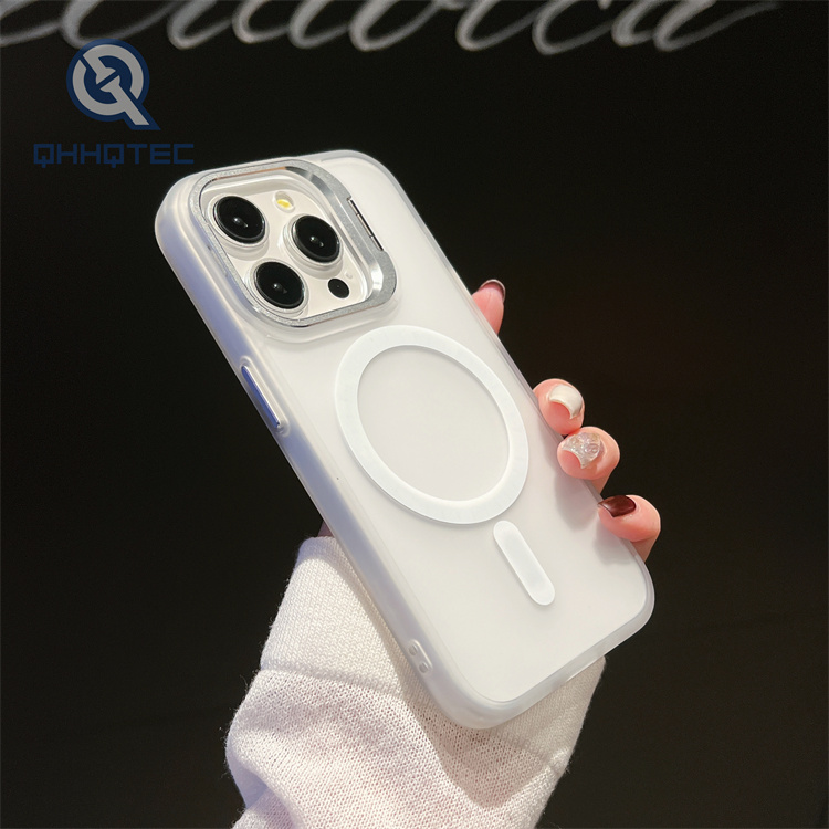solid color magnetic mobile phone case lens frame holder iphone 16 pro max