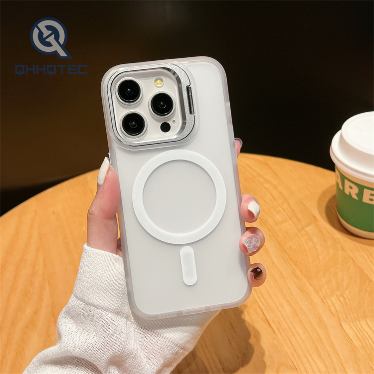 solid color magnetic mobile phone case lens frame holder iphone 16 pro max