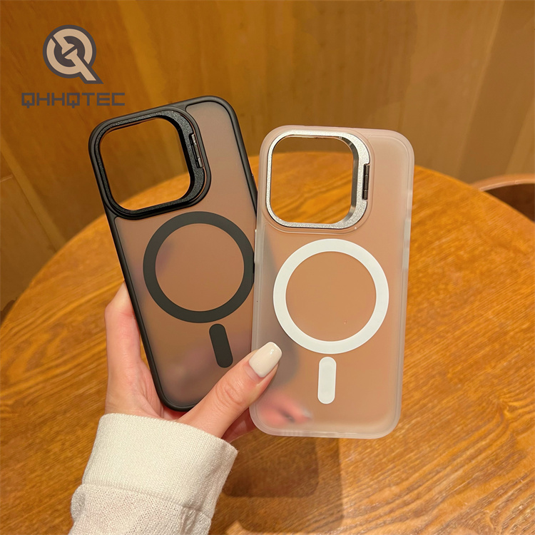 solid color magnetic mobile phone case lens frame holder iphone 16 pro max