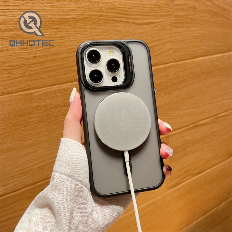 solid color magnetic mobile phone case lens frame holder iphone 16 pro max