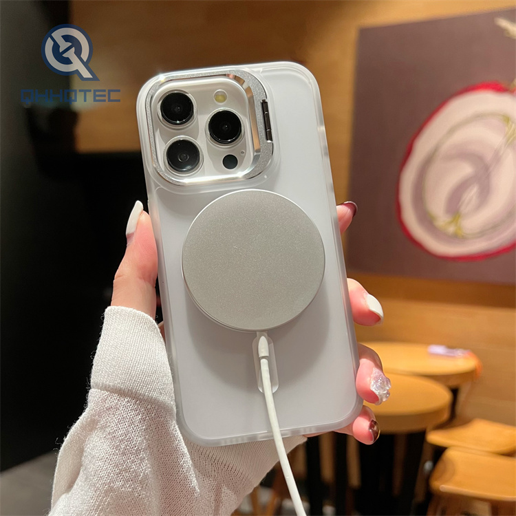 solid color magnetic mobile phone case lens frame holder iphone 16 pro max