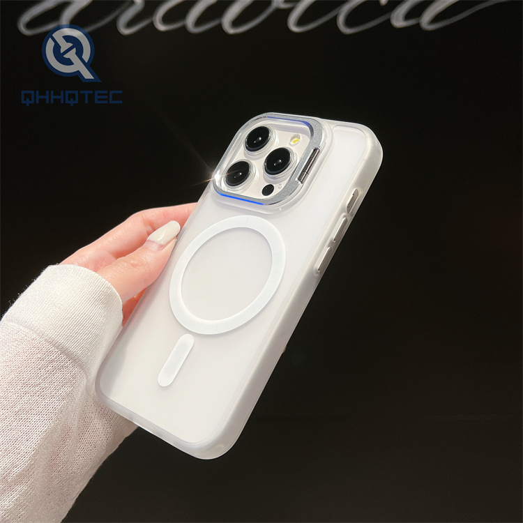 solid color magnetic mobile phone case lens frame holder iphone 16 pro max