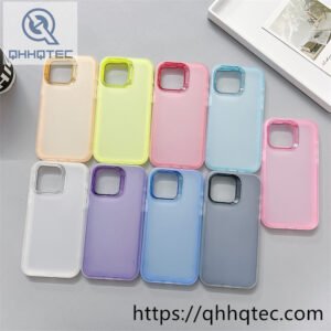 transparent dyed high end luxury tpu+pc material three in one mobile phone case