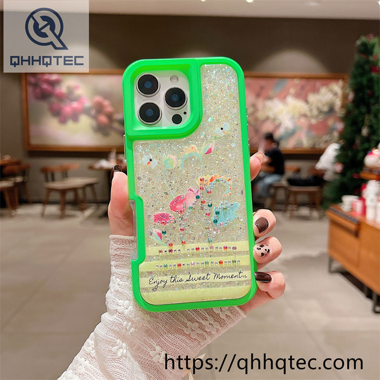 colorful painted diamond cute pattern two in one mobile phone case